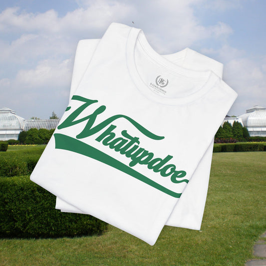 Men's Whatupdoe with Green Lettering Jersey Short Sleeve T-Shirt in Various Color Combinations
