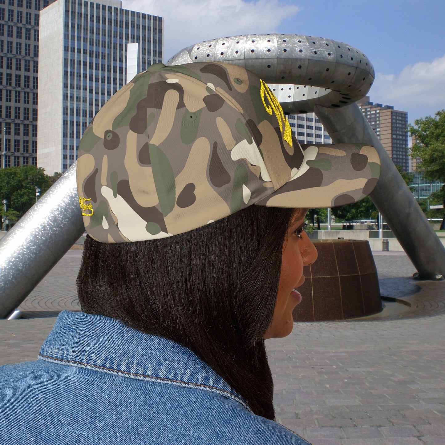Whatupdoe Gold Lettering Embroidered Fitted Cap in Various Color Combinations