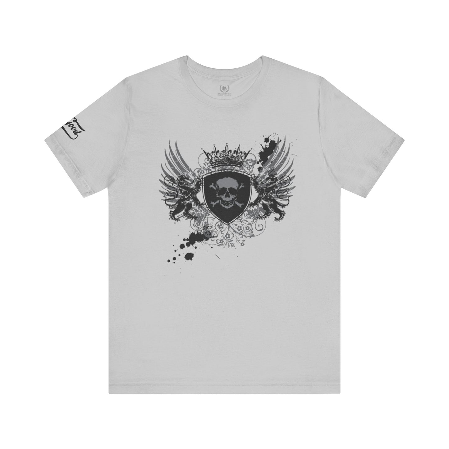 Men's B. Good Winged Skull Shield on White: Stay Out of Trouble