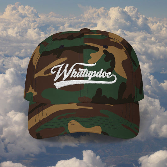 Whatupdoe White Lettering Embroidered Adjustable Cap