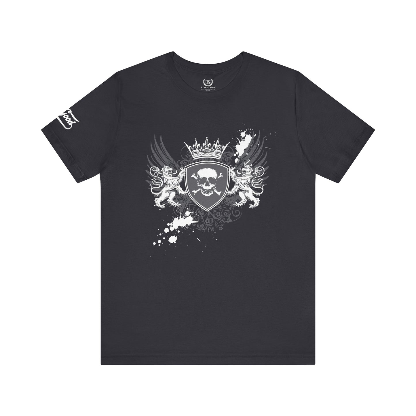 Men's B. Good Winged Skull Shield on Black: Stay Out of Trouble