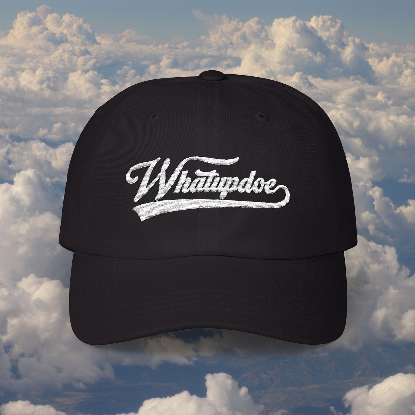 Whatupdoe White Lettering Embroidered Adjustable Cap