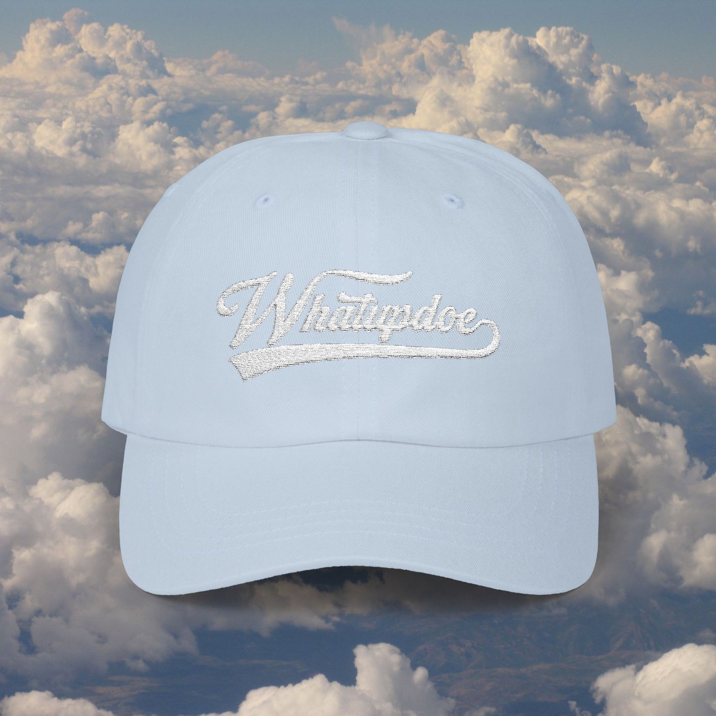 Whatupdoe White Lettering Embroidered Adjustable Cap
