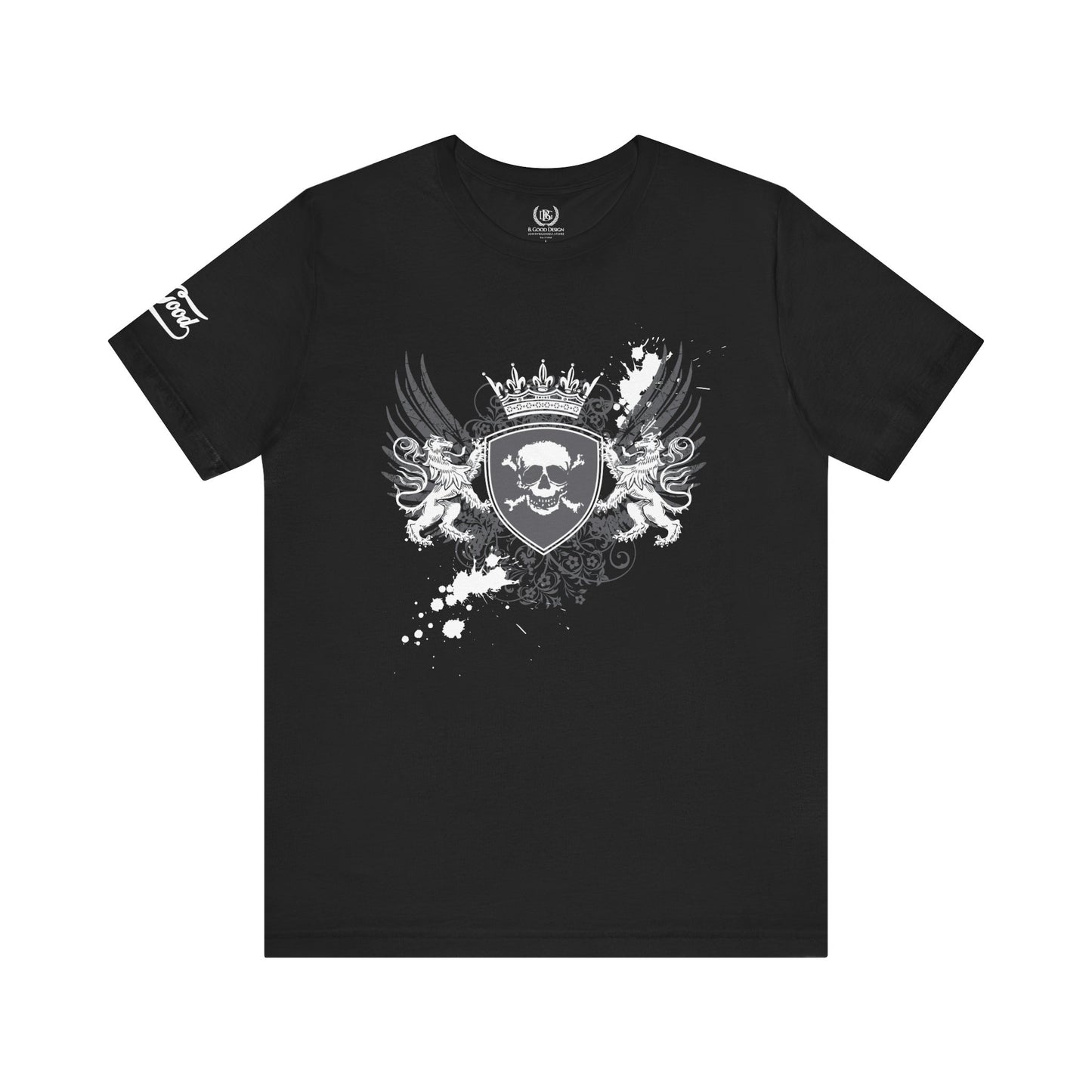 Men's B. Good Winged Skull Shield on Black: Stay Out of Trouble