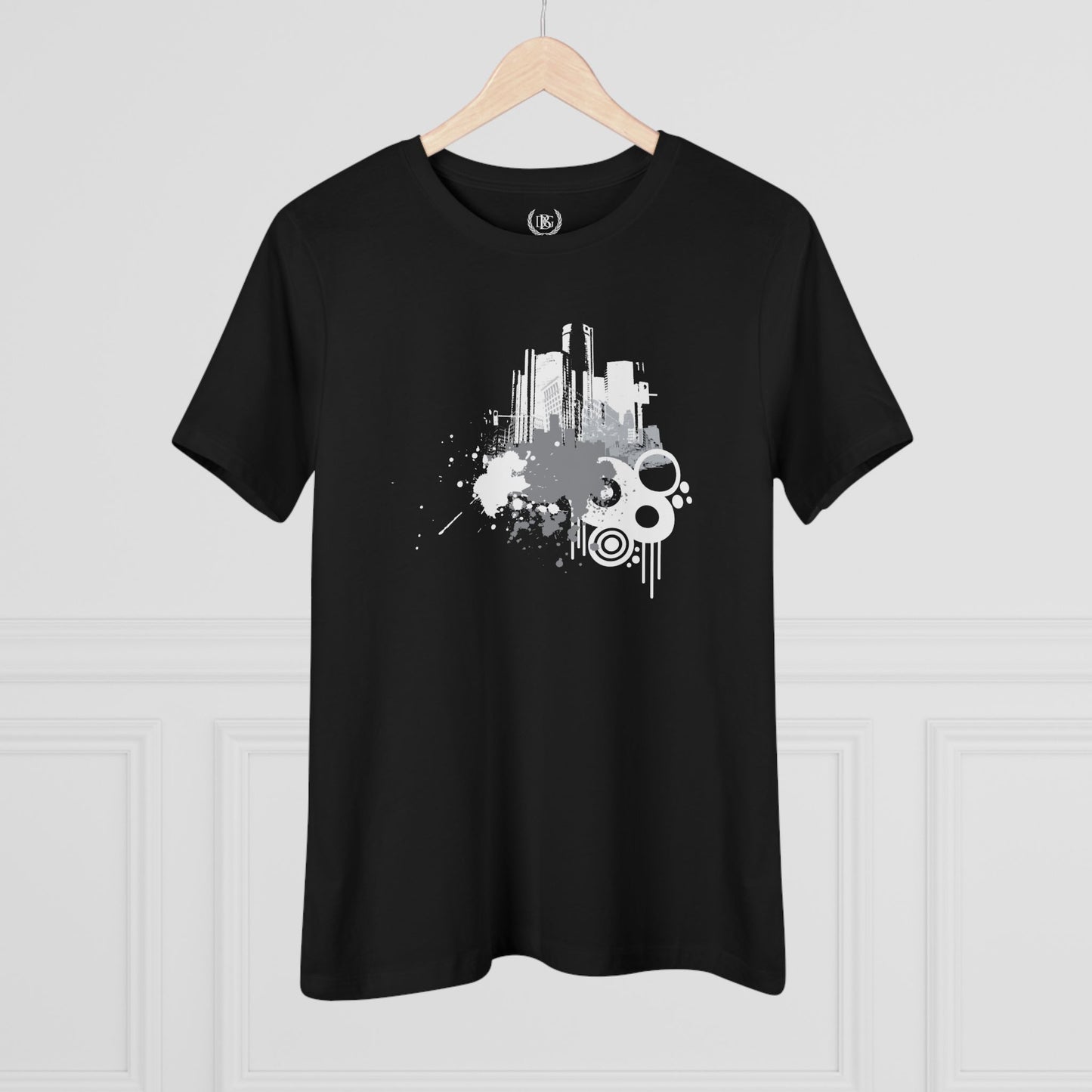 Detroit Grunge 313 Women's T-shirt on Black & Gray