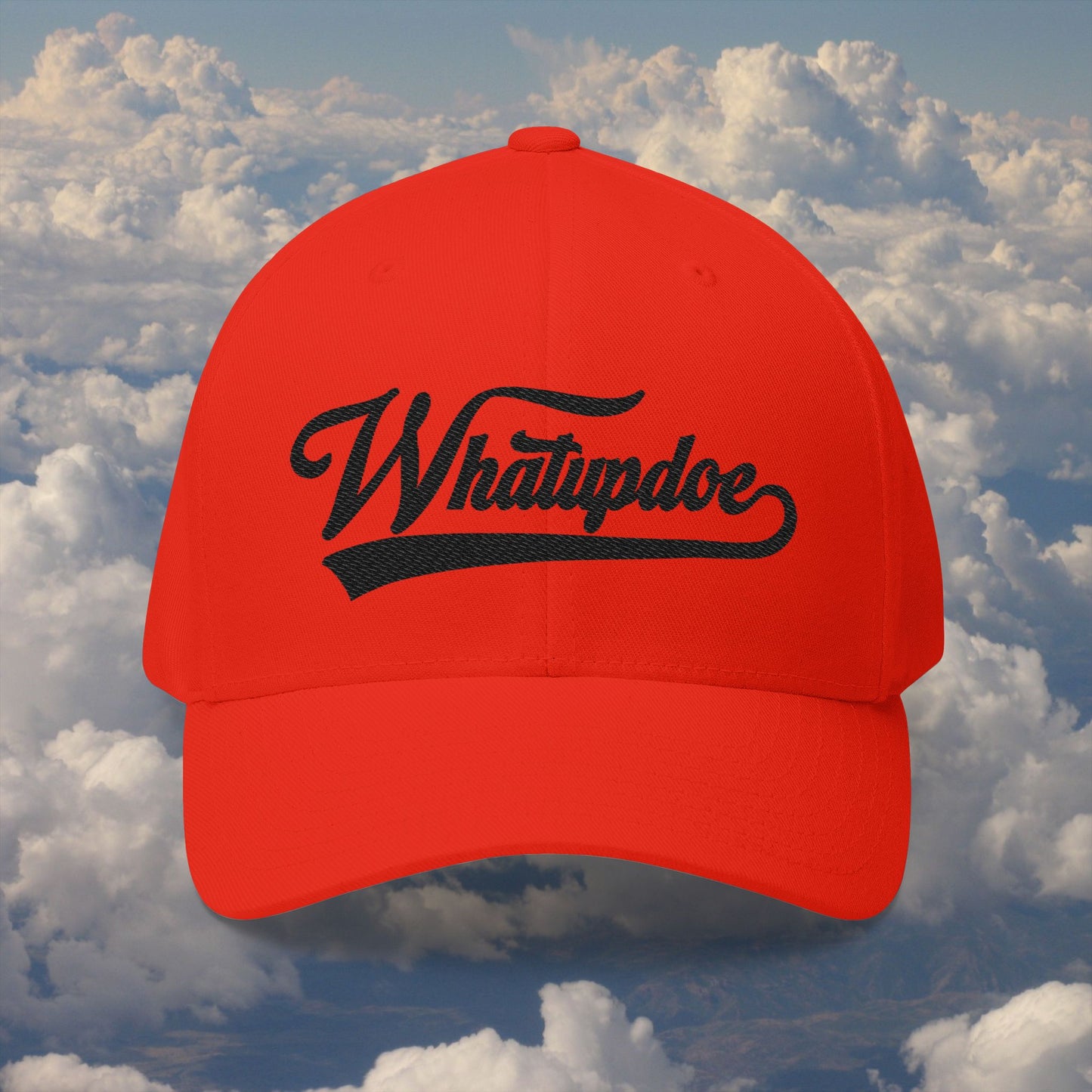 Whatupdoe Black Lettering in Embroidered Fitted Cap in Various Color Combinations