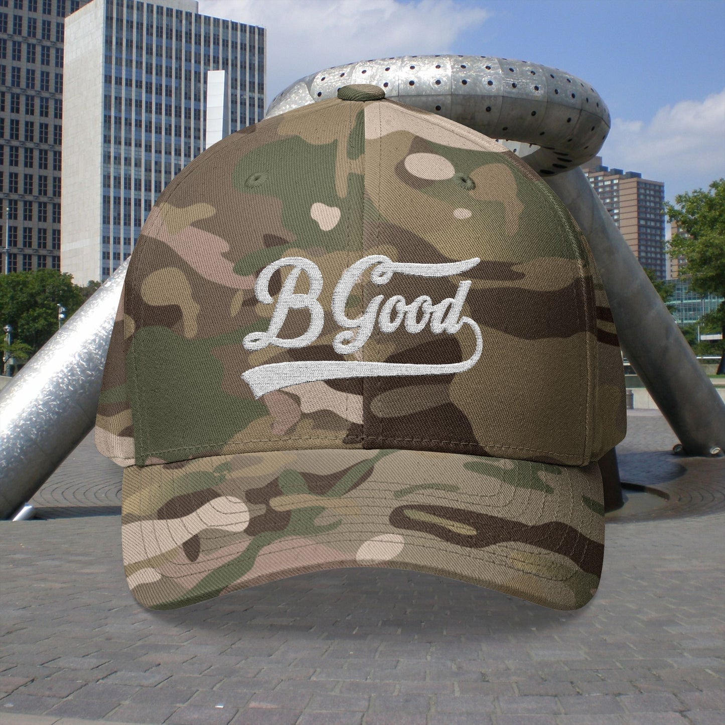 B. Good Fitted White Embroidered Cap
