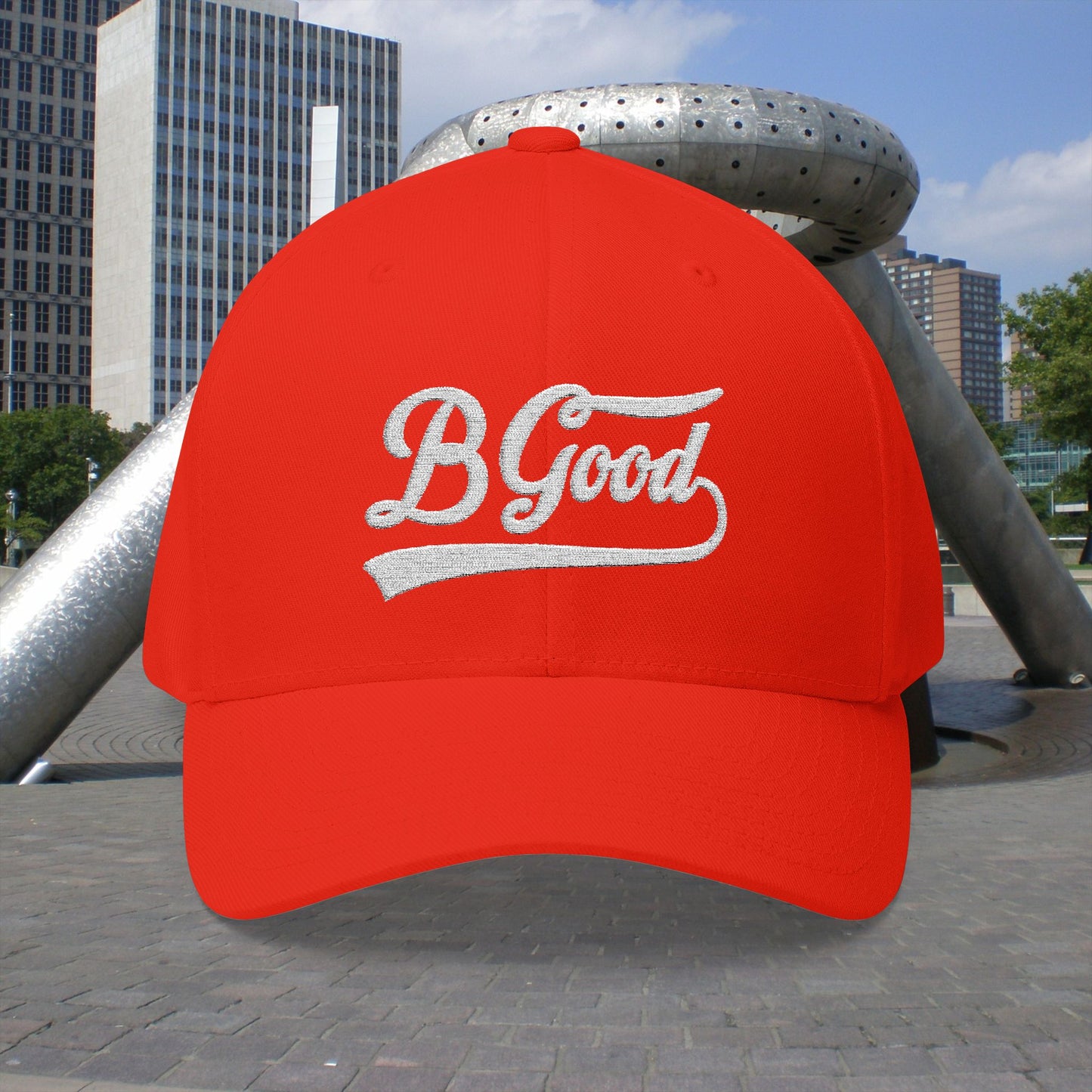 B. Good Fitted White Embroidered Cap