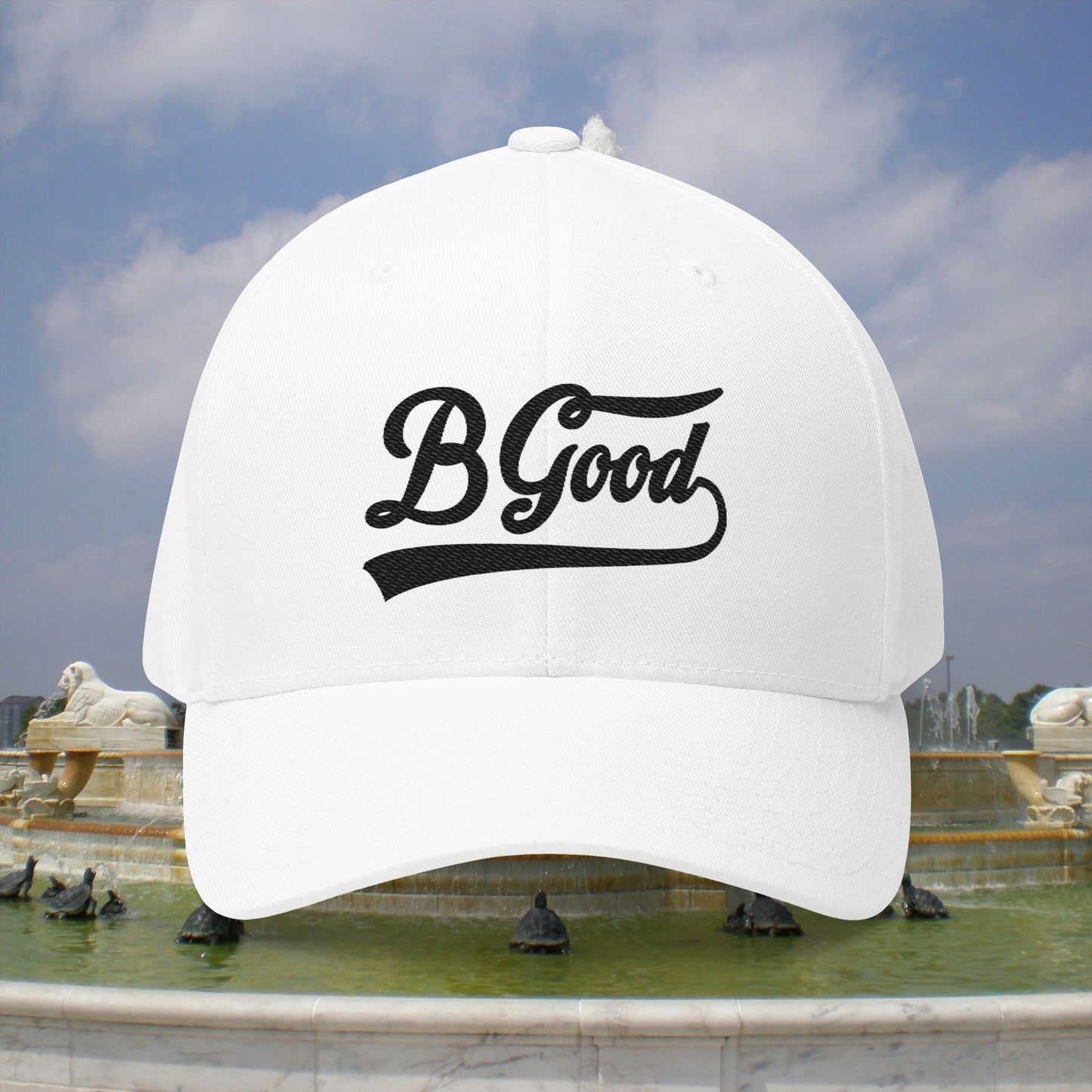 B. Good Fitted Black Embroidered Cap