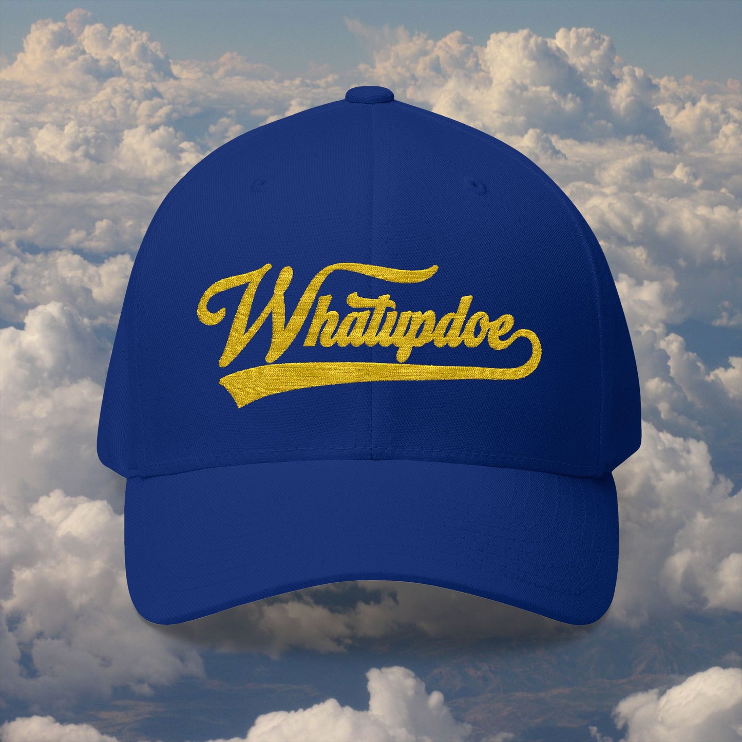 Whatupdoe Gold Lettering Embroidered Fitted Cap in Various Color Combinations