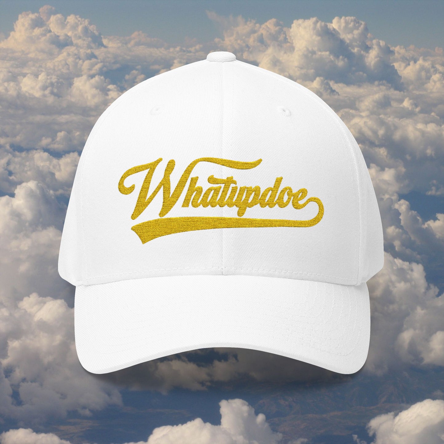 Whatupdoe Gold Lettering Embroidered Fitted Cap in Various Color Combinations