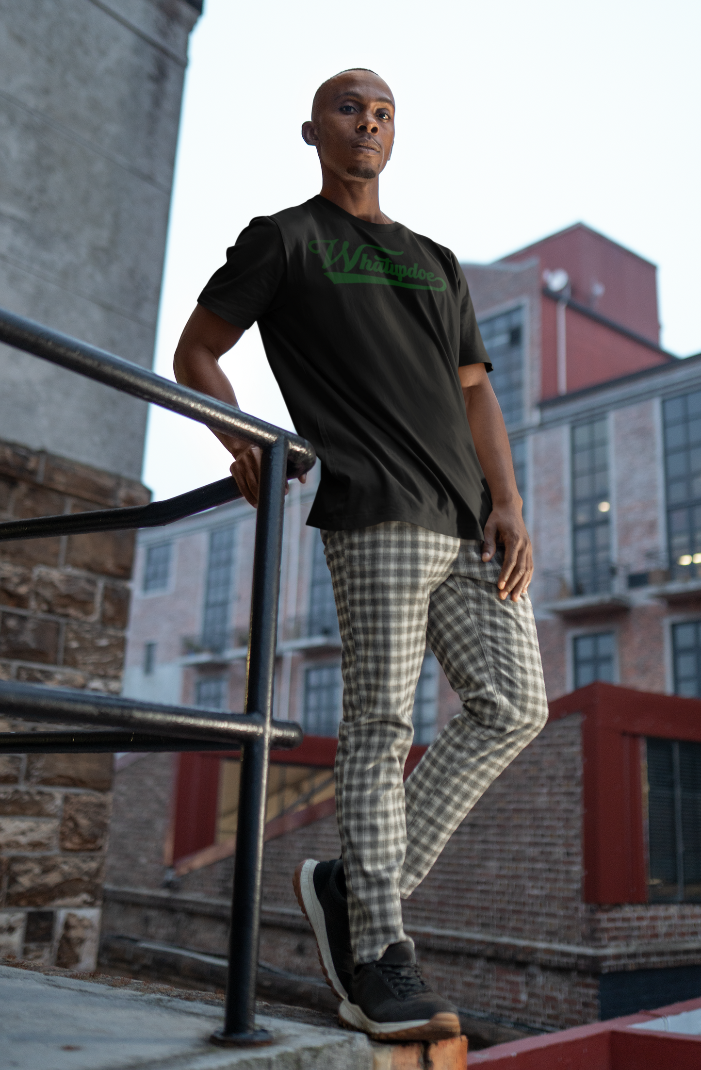 Men's Whatupdoe with Green Lettering Jersey Short Sleeve T-Shirt in Various Color Combinations