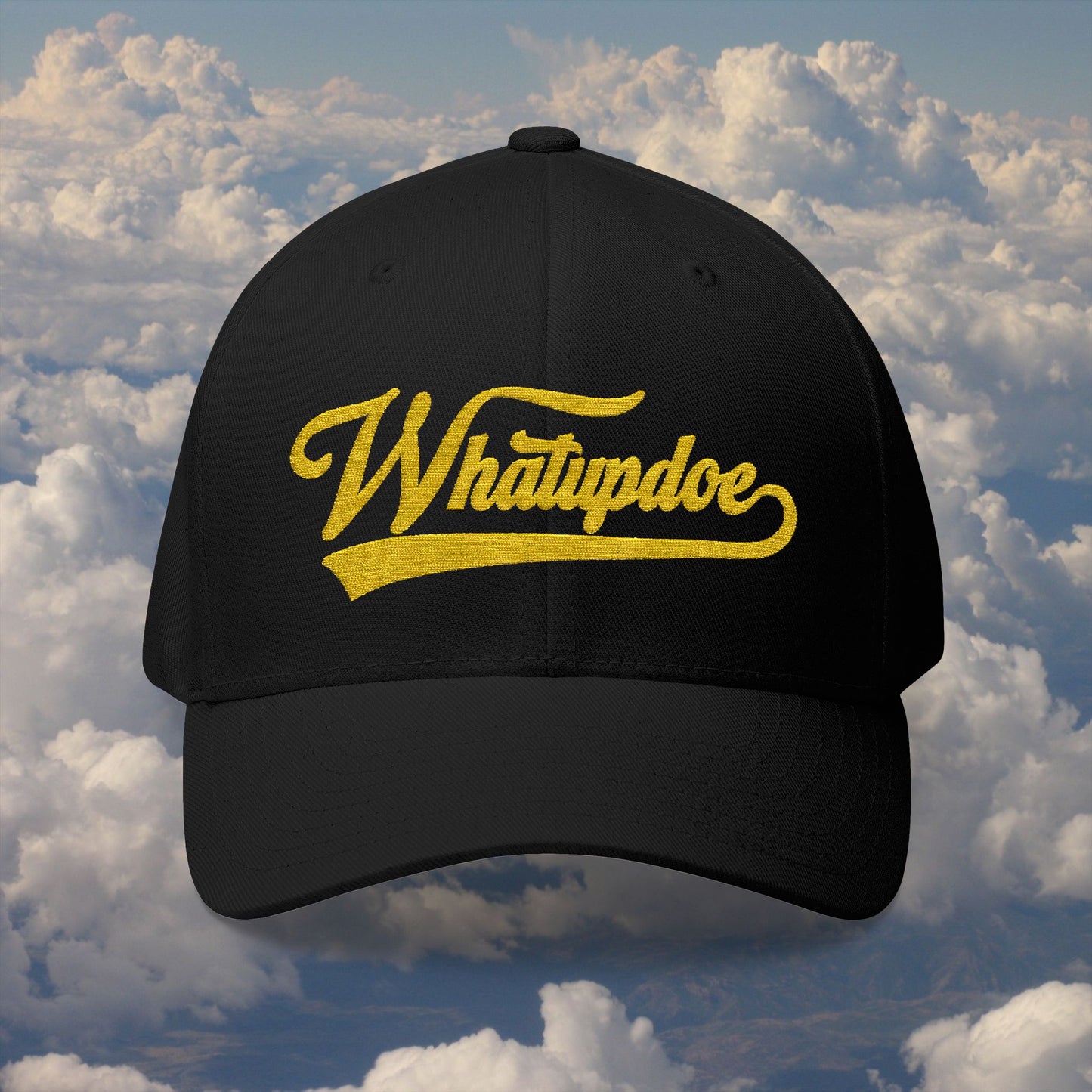 Whatupdoe Gold Lettering Embroidered Fitted Cap in Various Color Combinations