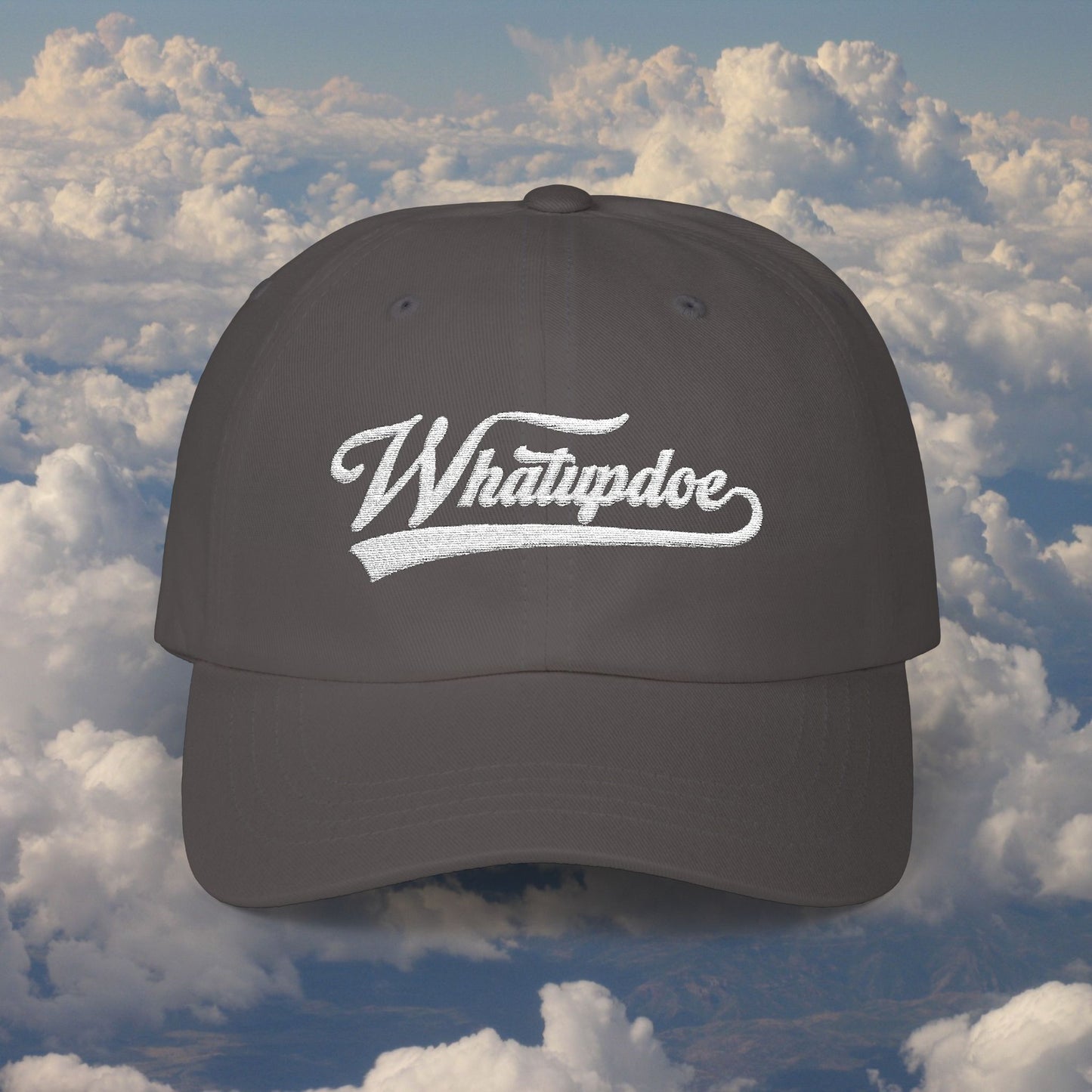 Whatupdoe White Lettering Embroidered Adjustable Cap