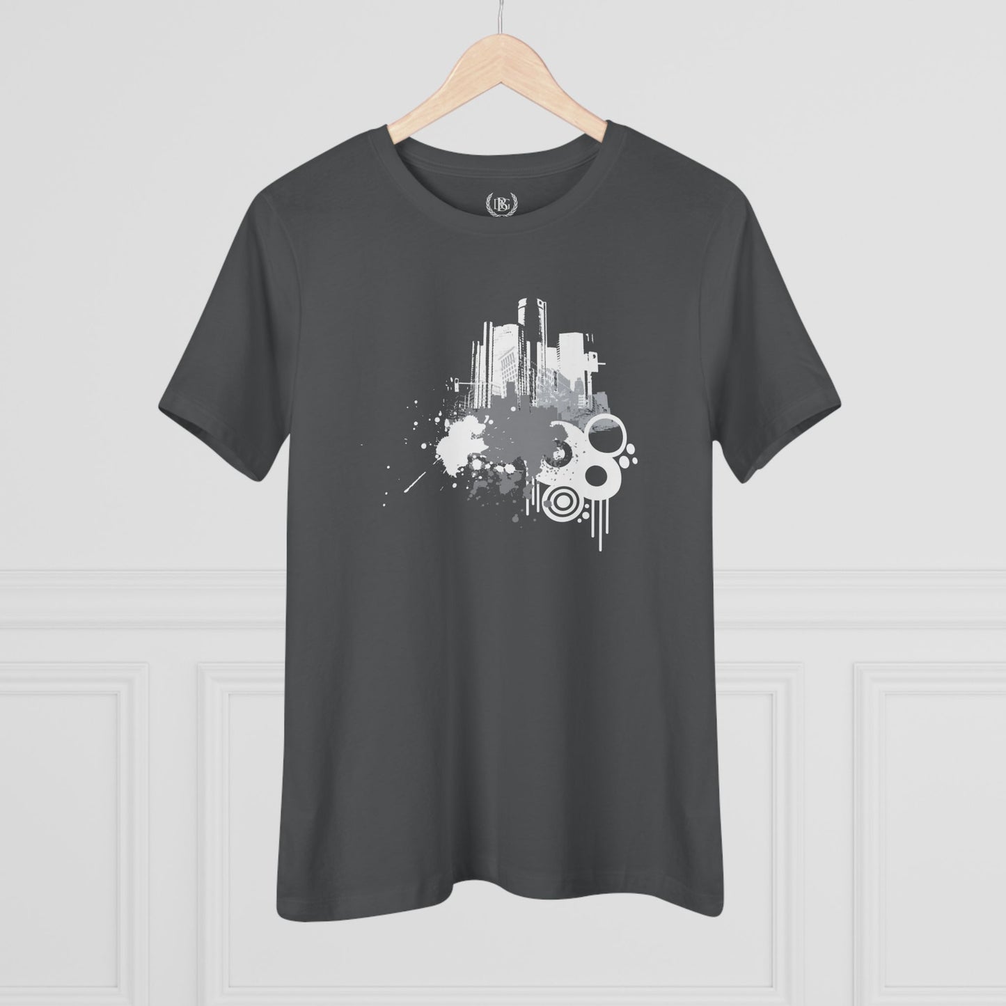 Detroit Grunge 313 Women's T-shirt on Black & Gray