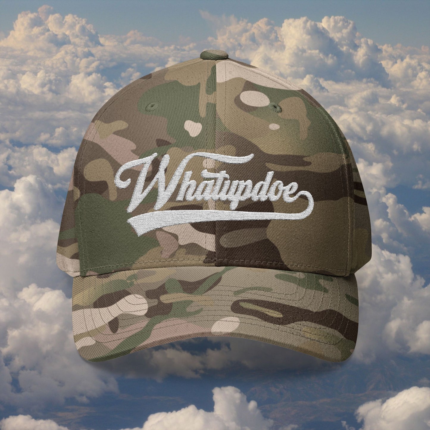 Whatupdoe White Lettering in Embroidered Fitted Cap in Various Color Combinations