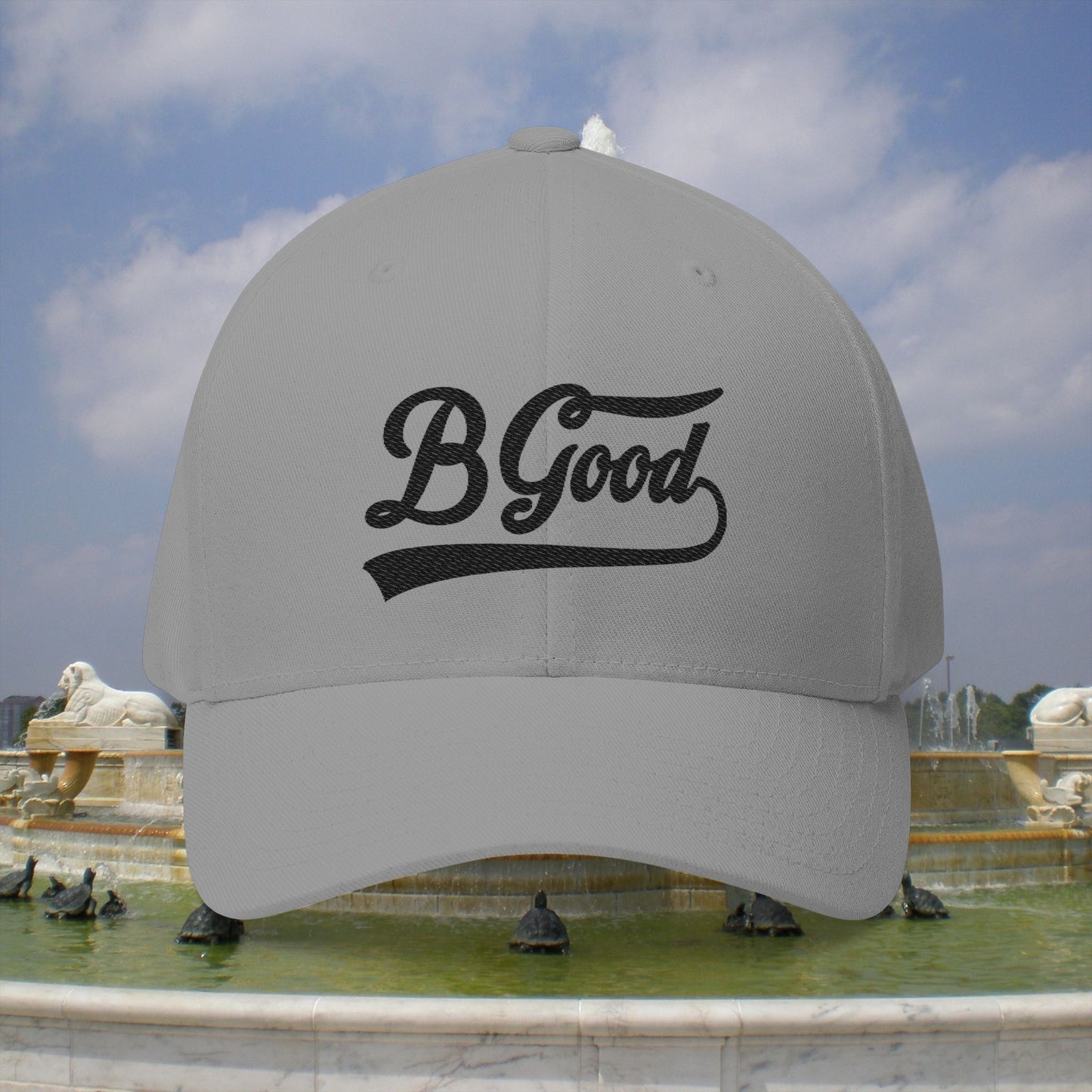 B. Good Fitted Black Embroidered Cap