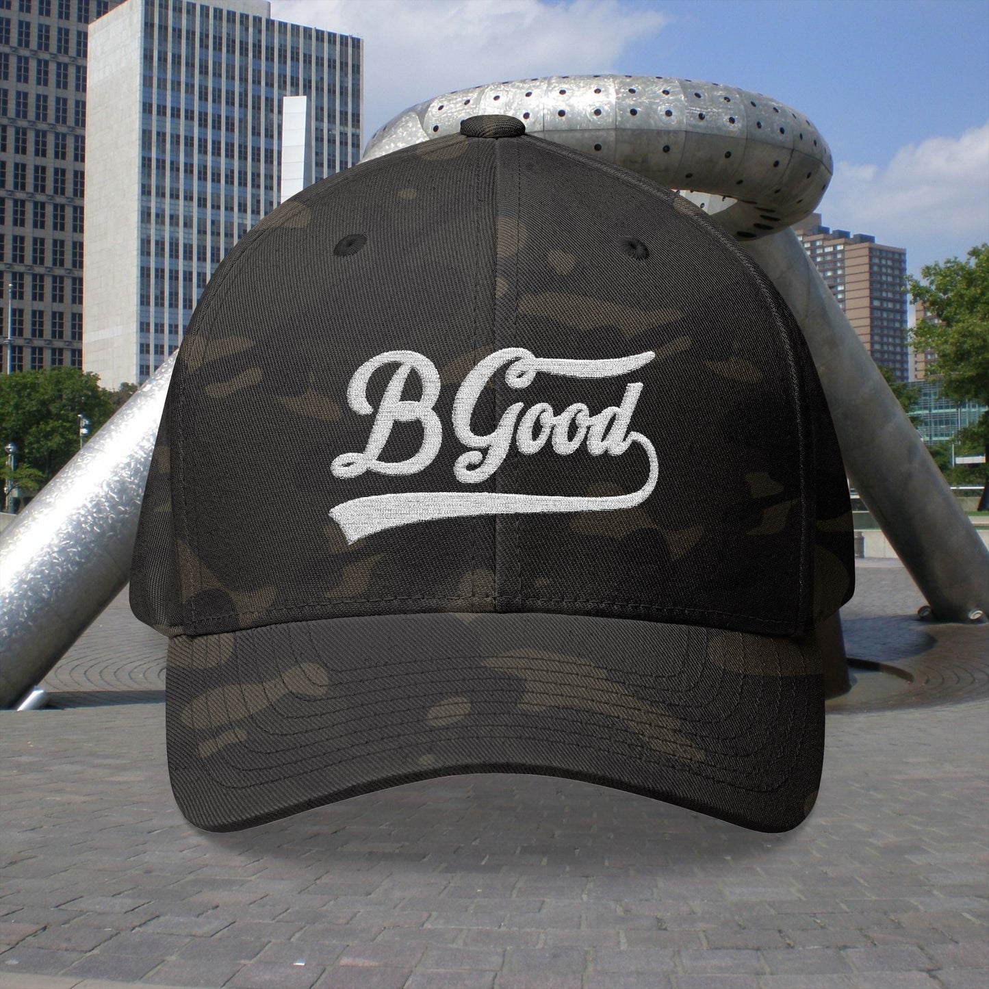B. Good Fitted White Embroidered Cap