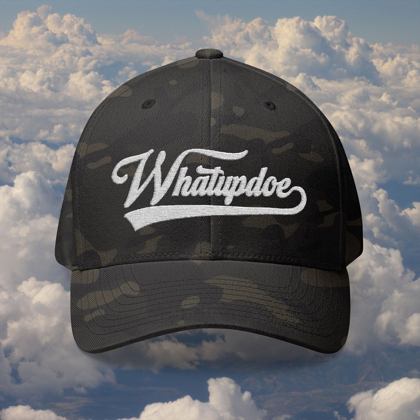 Whatupdoe White Lettering in Embroidered Fitted Cap in Various Color Combinations
