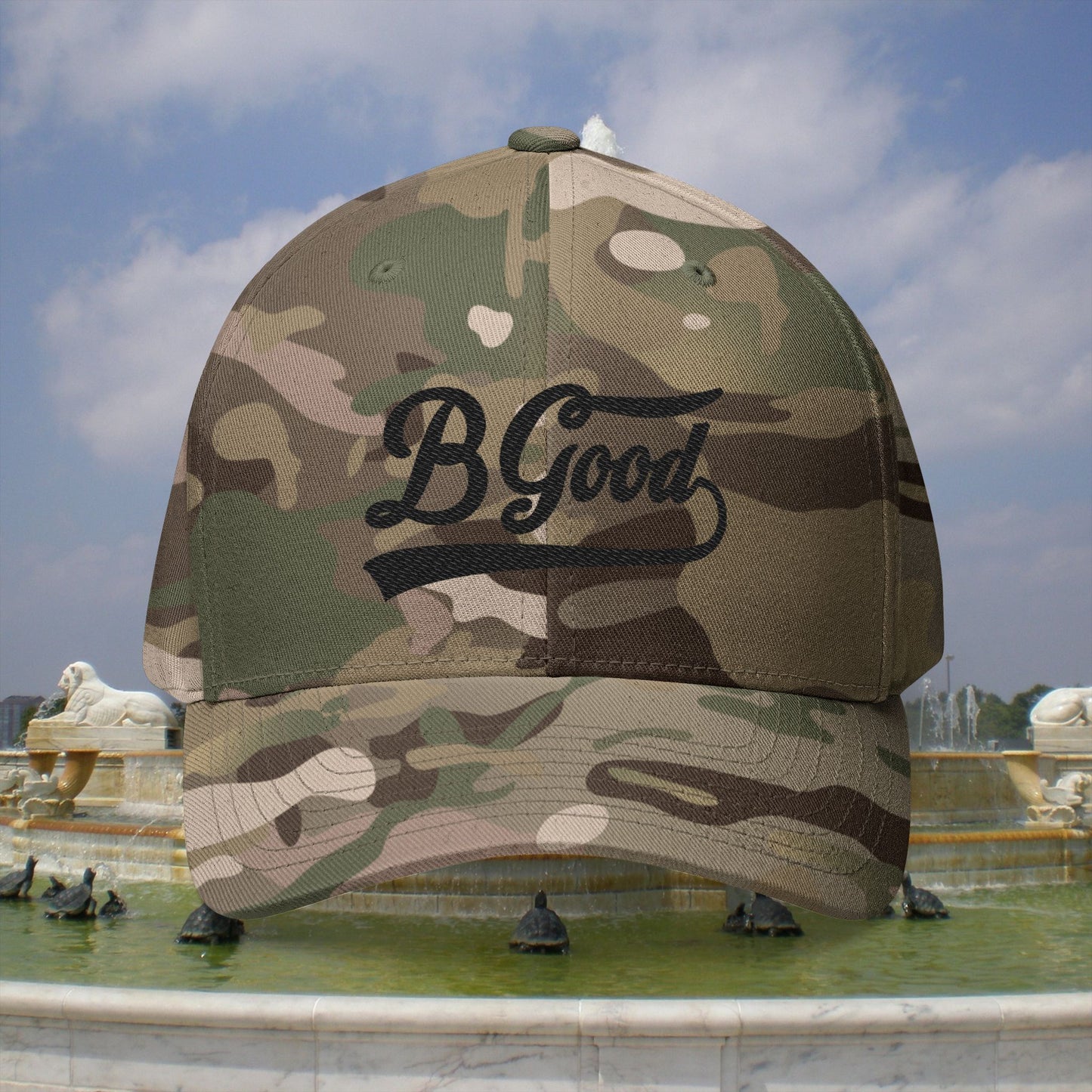 B. Good Fitted Black Embroidered Cap