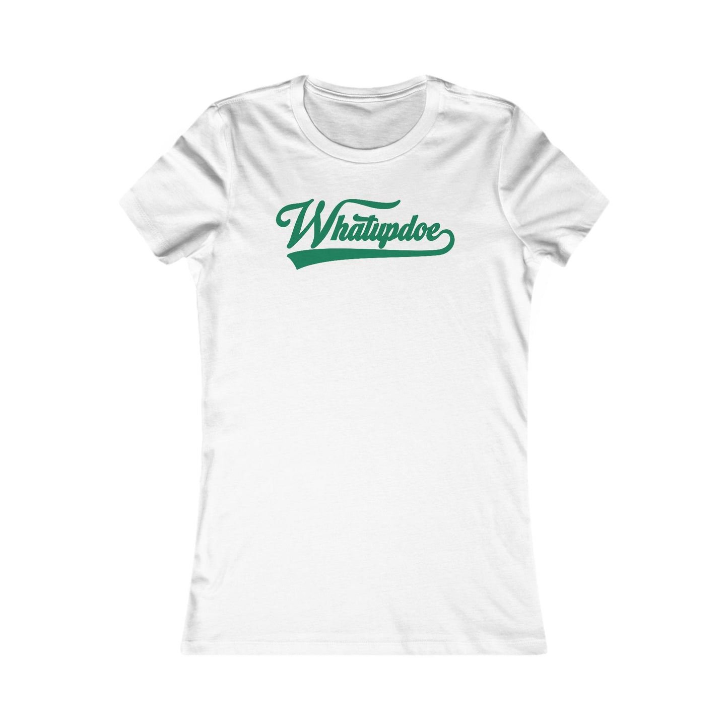 Women's Whatupdoe Green Lettering T-Shirt in Pink, Black, and White