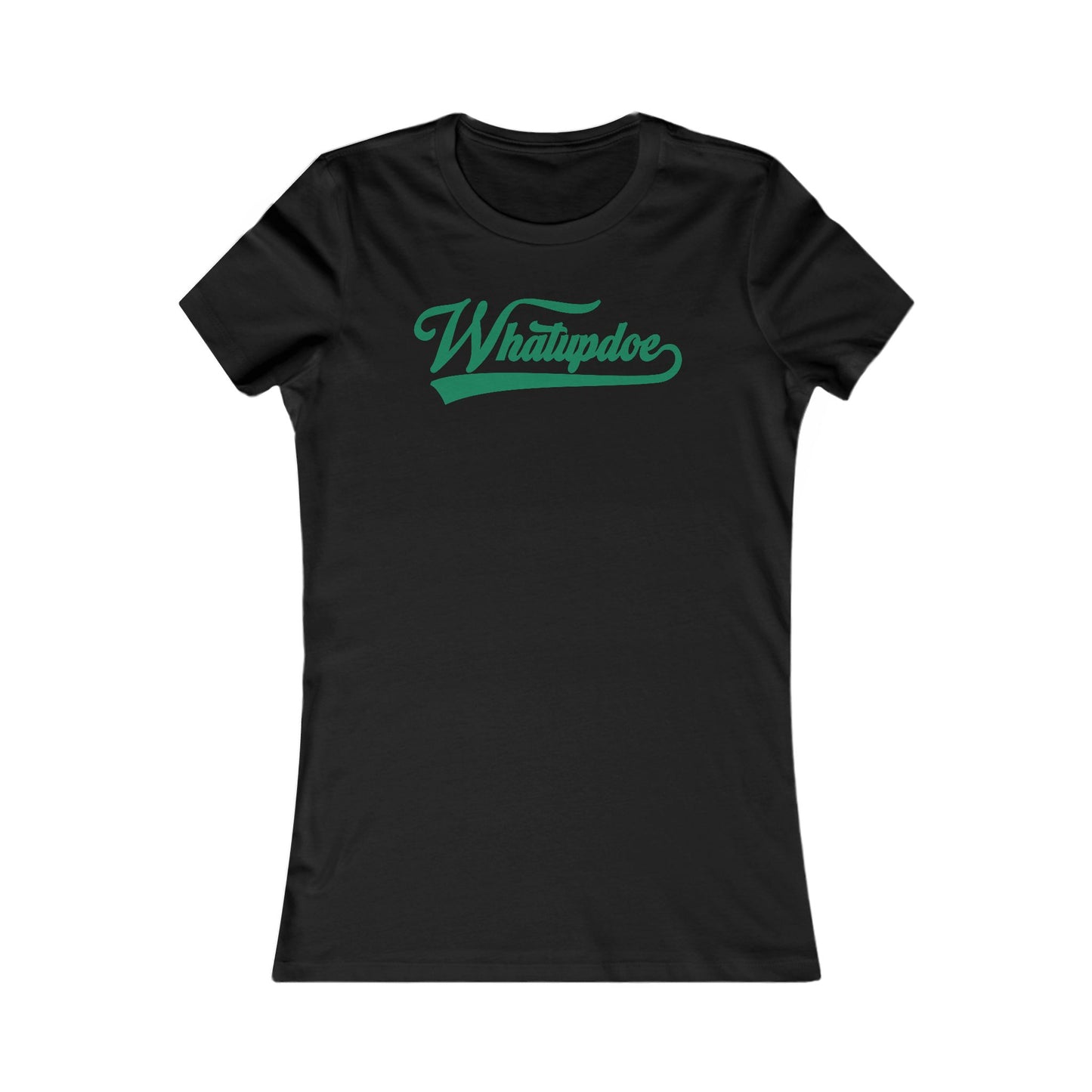 Women's Whatupdoe Green Lettering T-Shirt in Pink, Black, and White