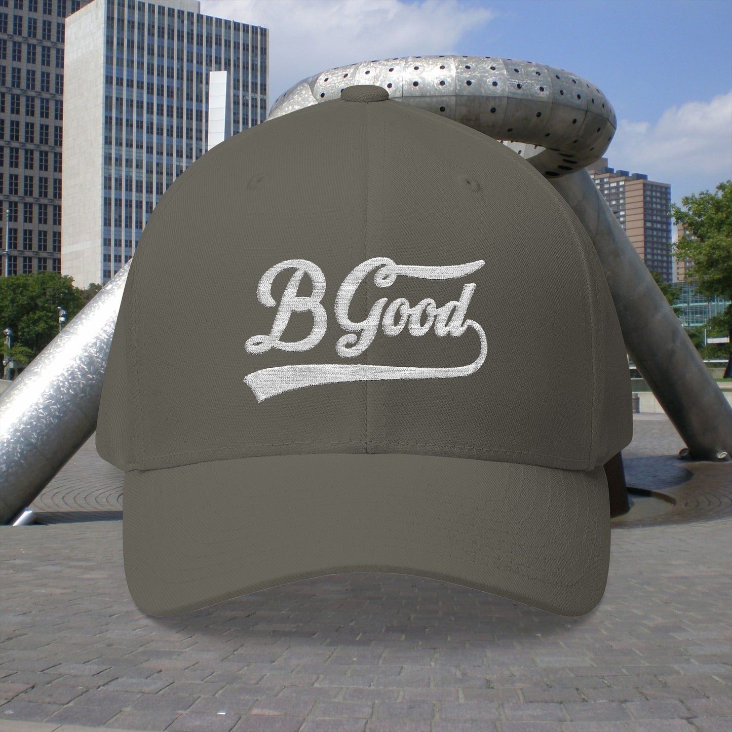 B. Good Fitted White Embroidered Cap