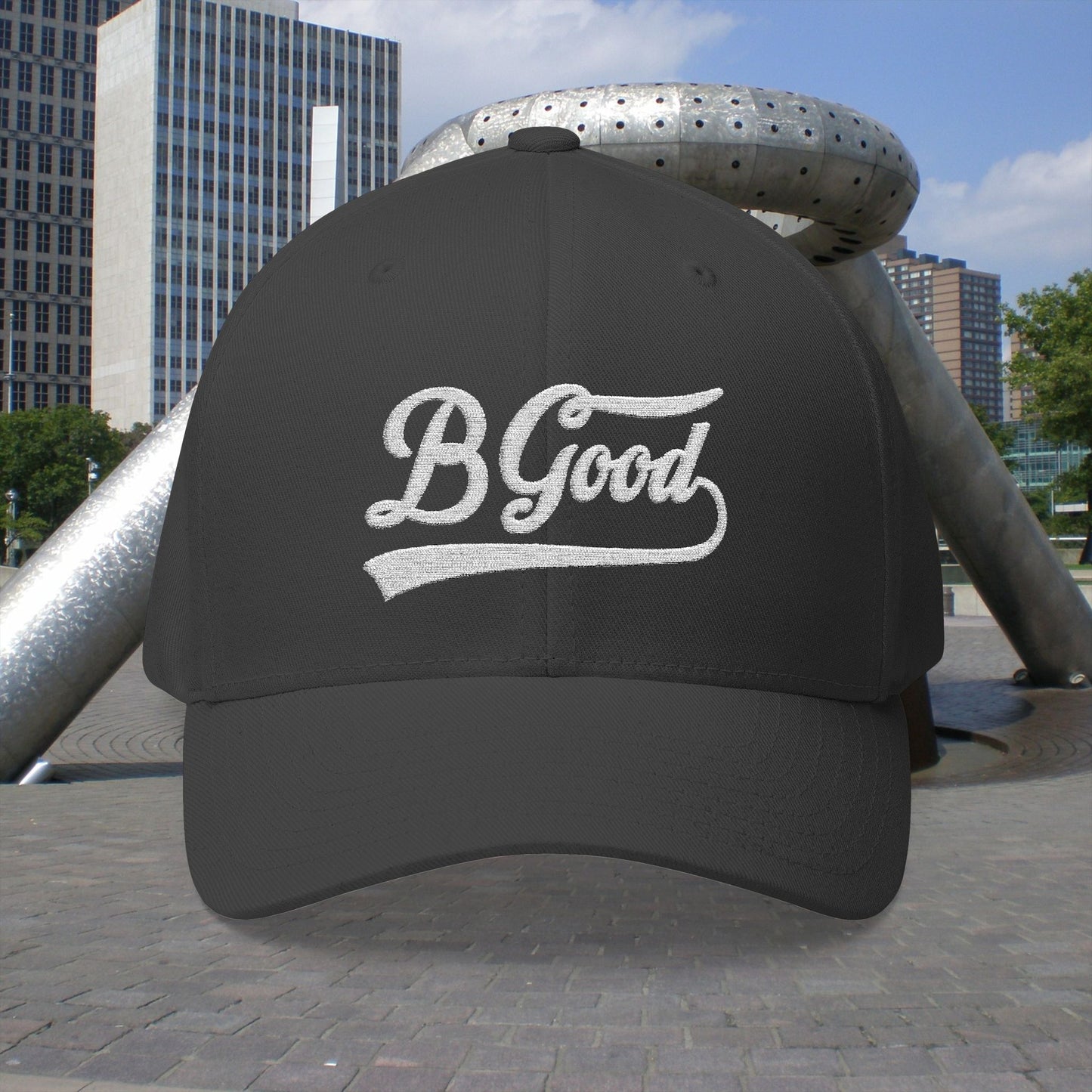 B. Good Fitted White Embroidered Cap