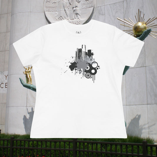 Detroit Grunge 313 Women's T-shirt on White & Gray