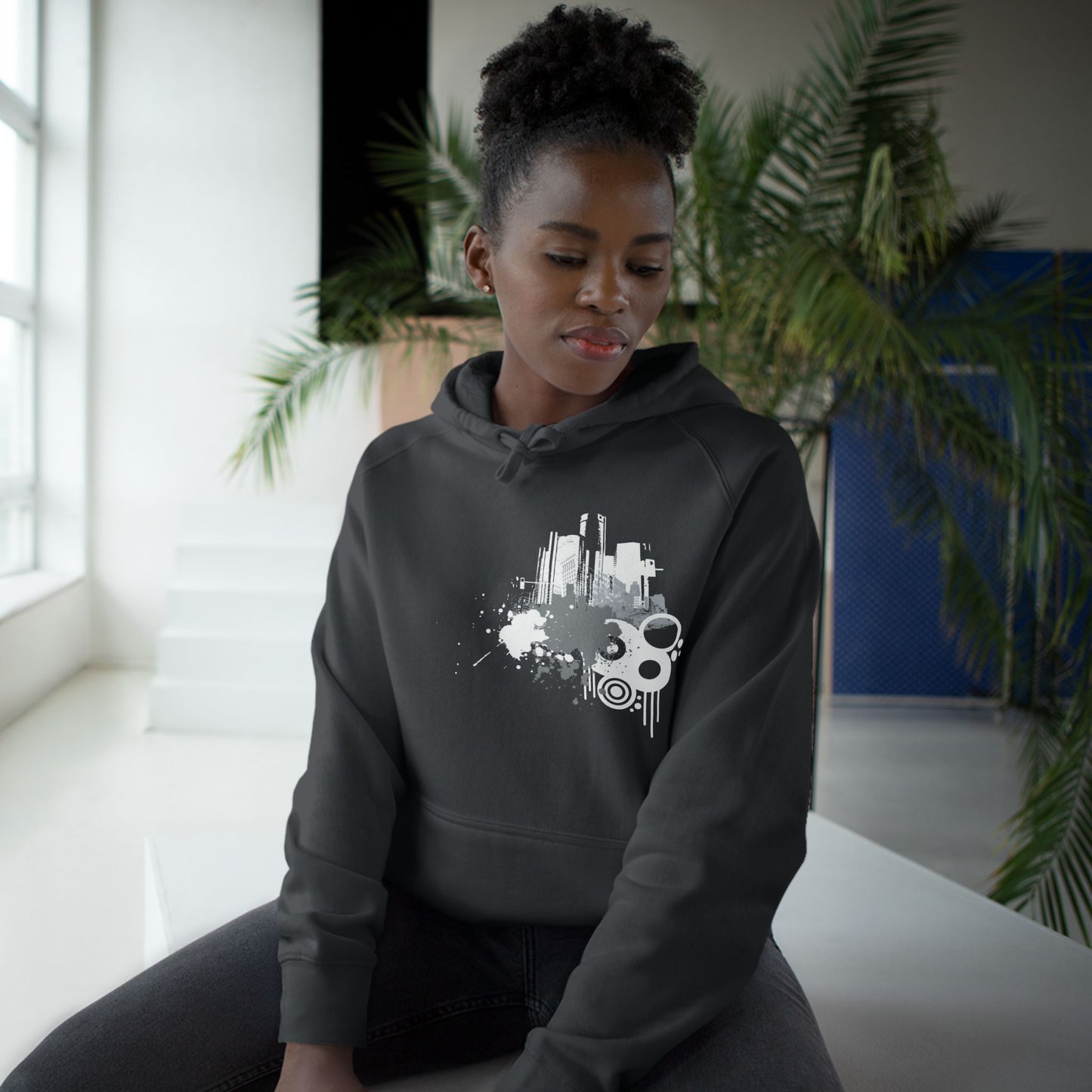 Detroit Grunge 313 Urban Artistic Hoodie White Art