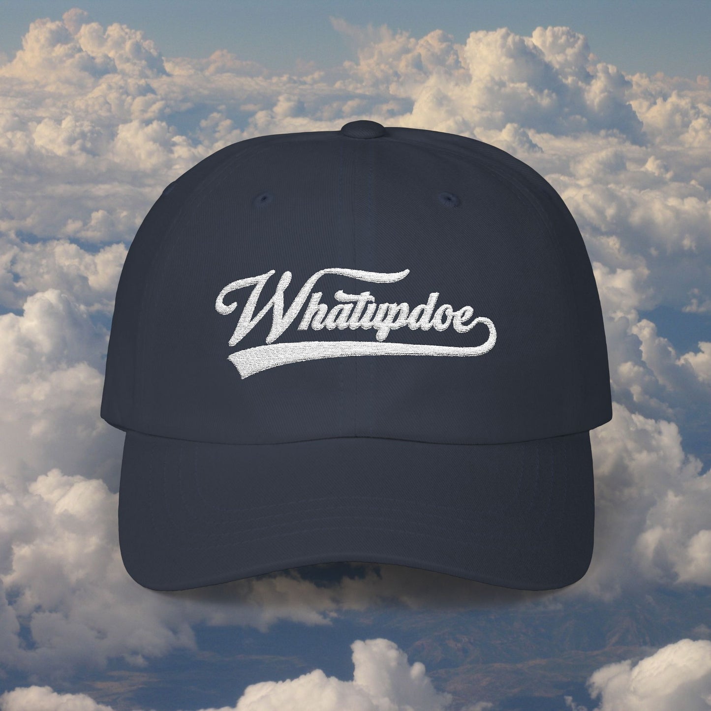 Whatupdoe White Lettering Embroidered Adjustable Cap