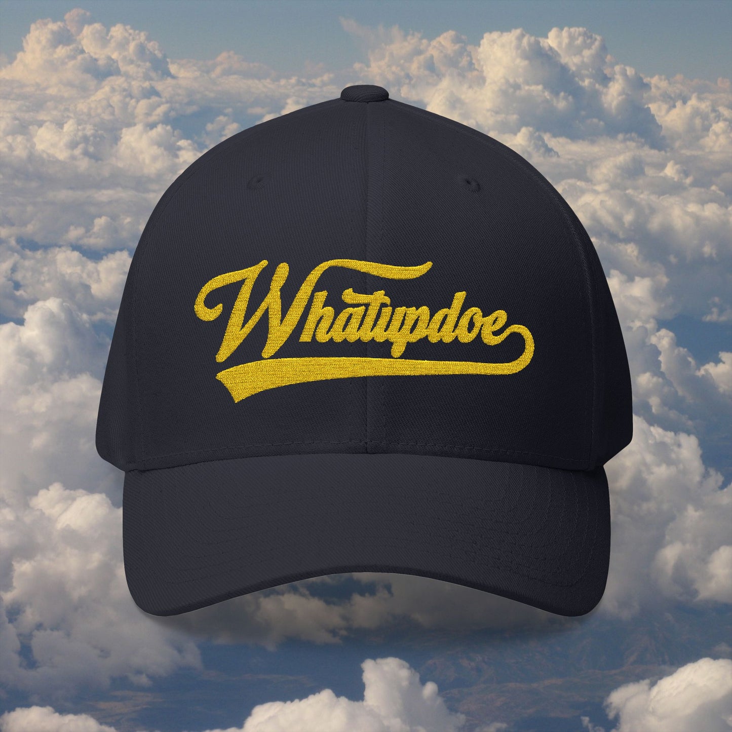 Whatupdoe Gold Lettering Embroidered Fitted Cap in Various Color Combinations