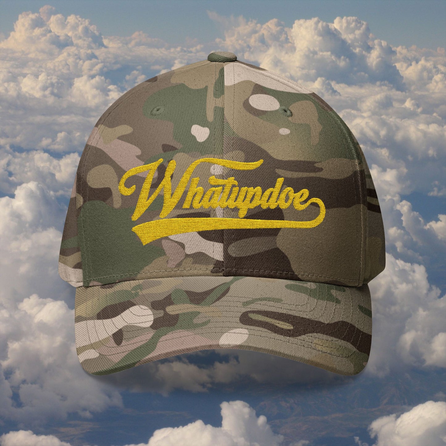 Whatupdoe Gold Lettering Embroidered Fitted Cap in Various Color Combinations