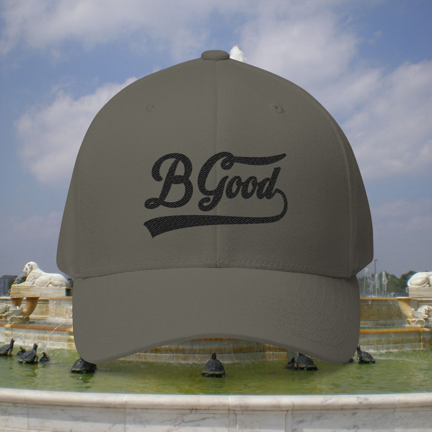 B. Good Fitted Black Embroidered Cap