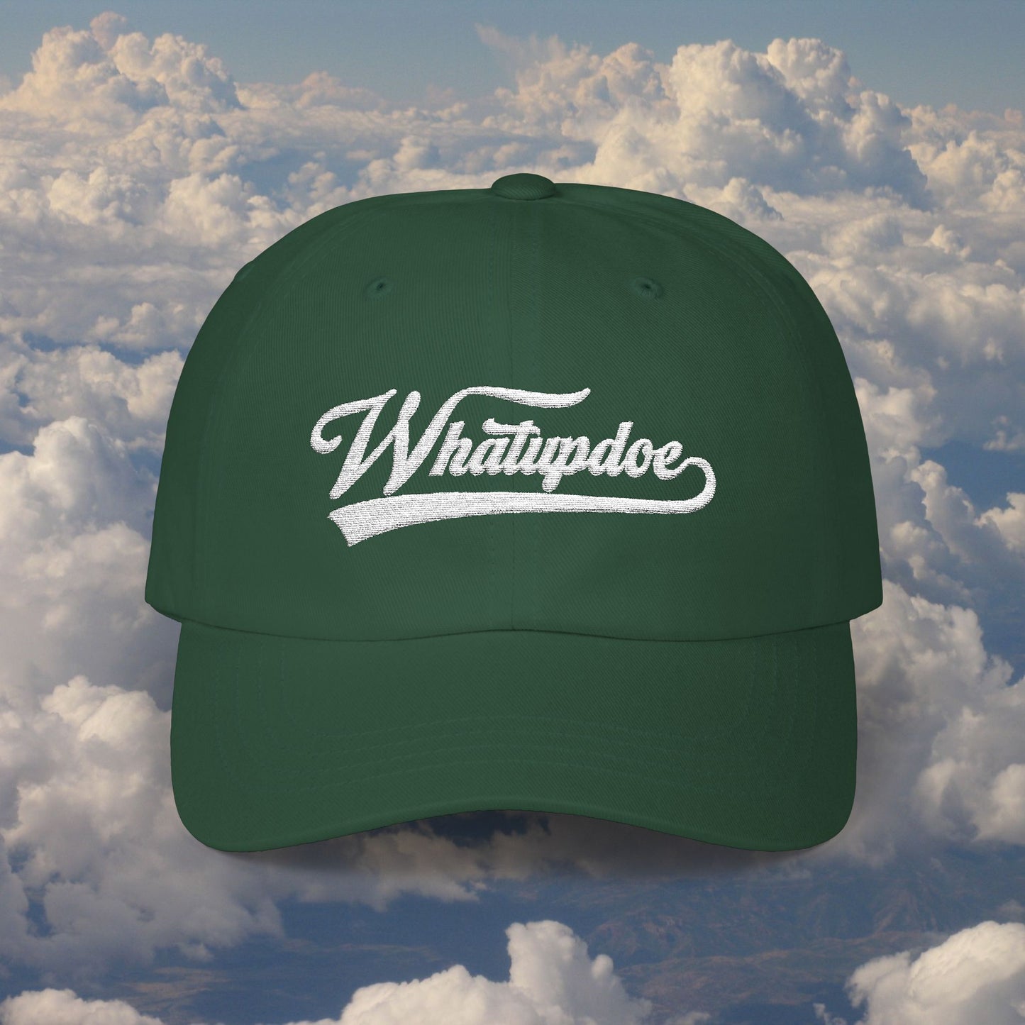 Whatupdoe White Lettering Embroidered Adjustable Cap