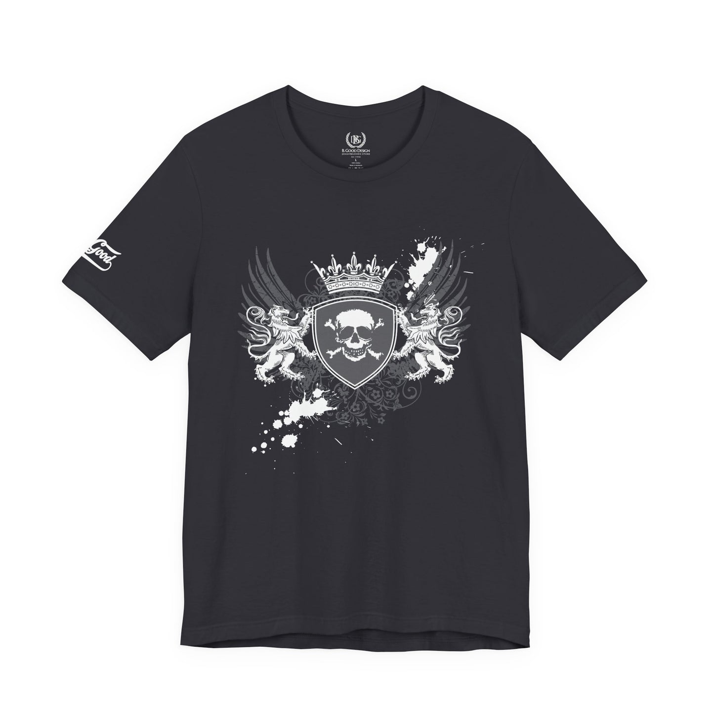 Men's B. Good Winged Skull Shield on Black: Stay Out of Trouble