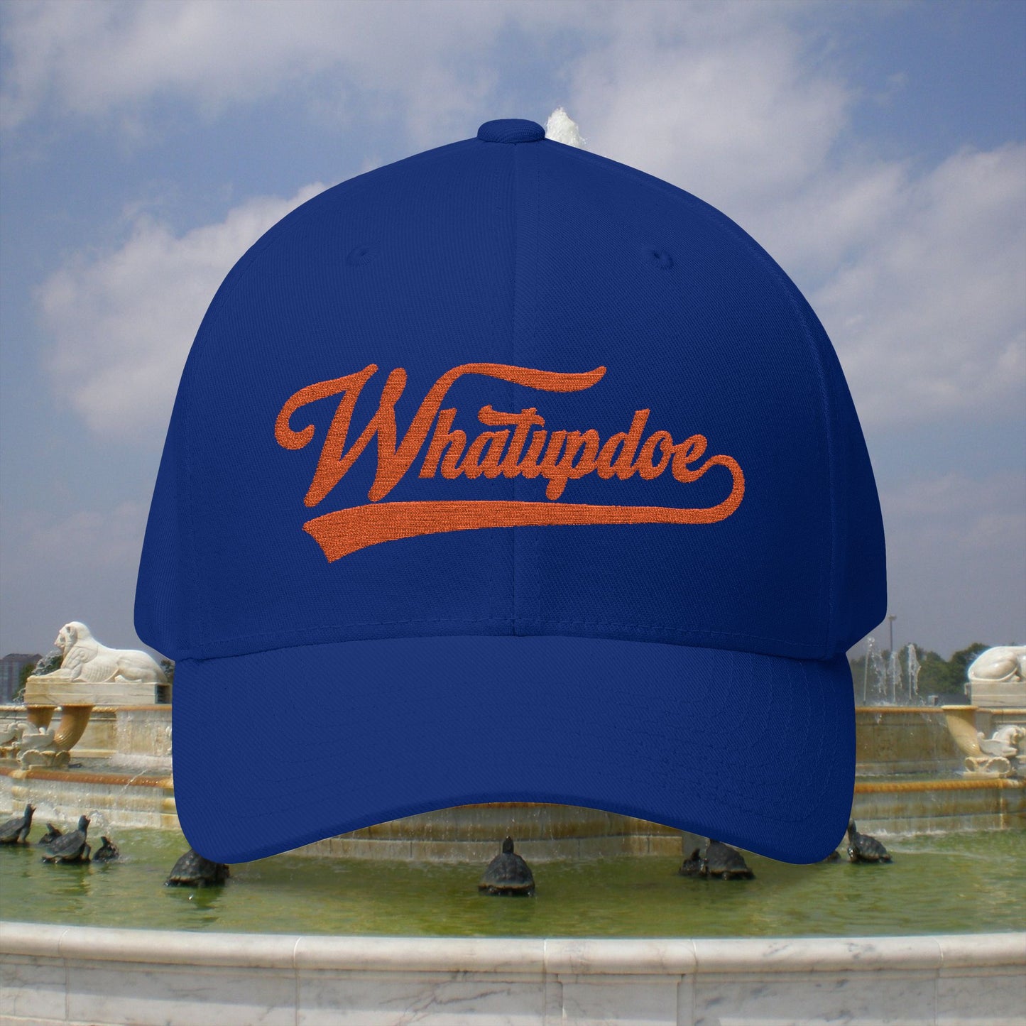 Whatupdoe Orange Lettering Embroidered Fitted Cap in Various Color Combinations