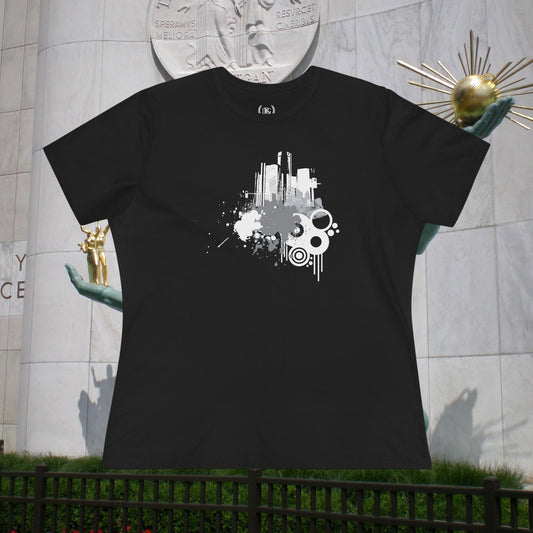 Detroit Grunge 313 Women's T-shirt on Black & Gray