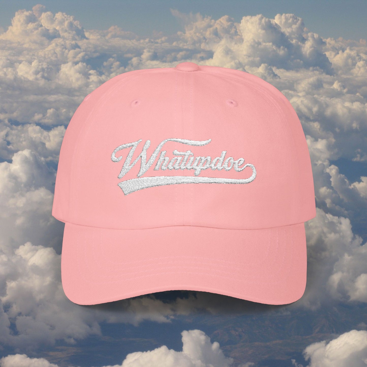 Whatupdoe White Lettering Embroidered Adjustable Cap