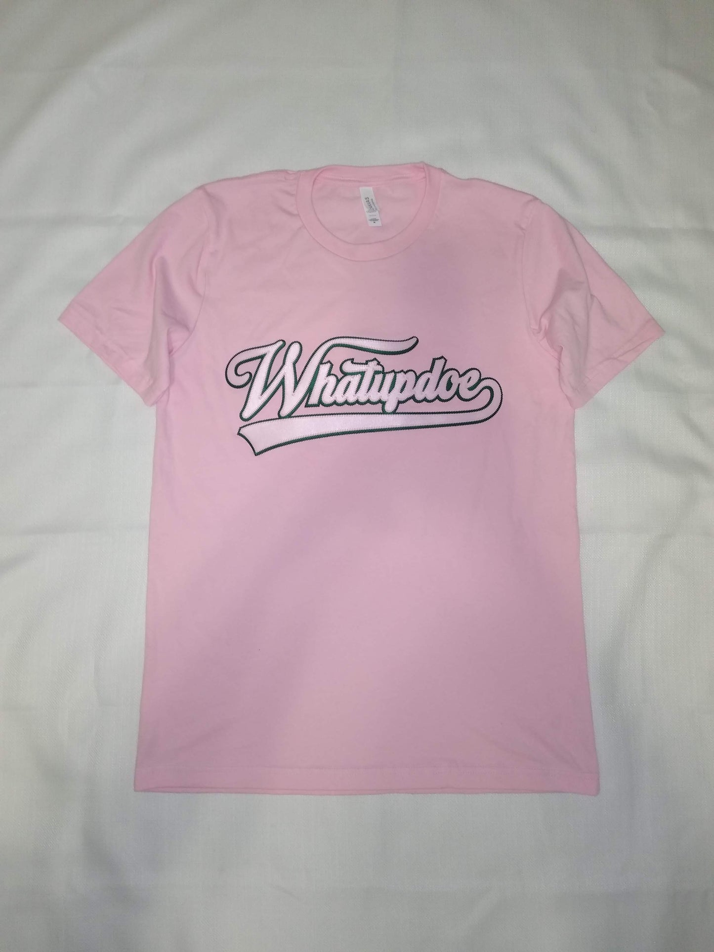 Detroit Whatupdoe Womens Pink & Green Sim-Stitch T-Shirt