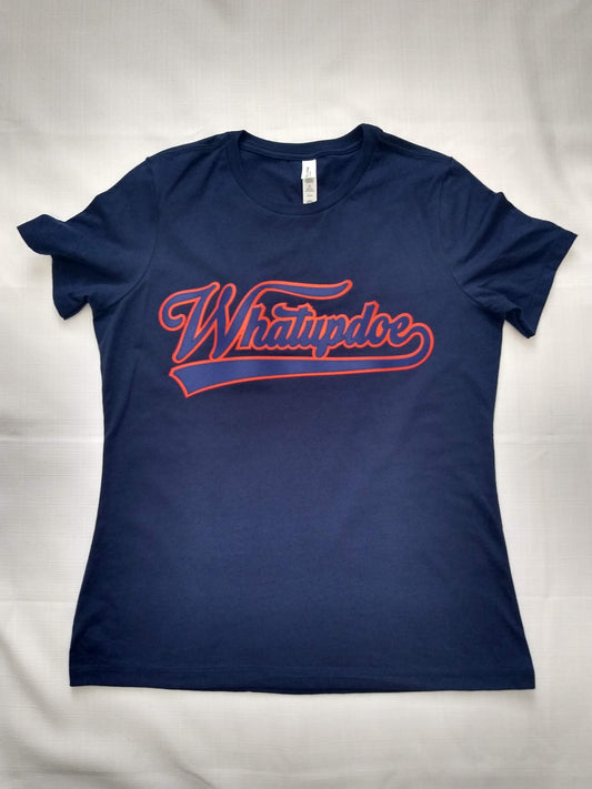 Detroit Whatupdoe Womens Blue & Orange Sim-Stitch T-Shirt