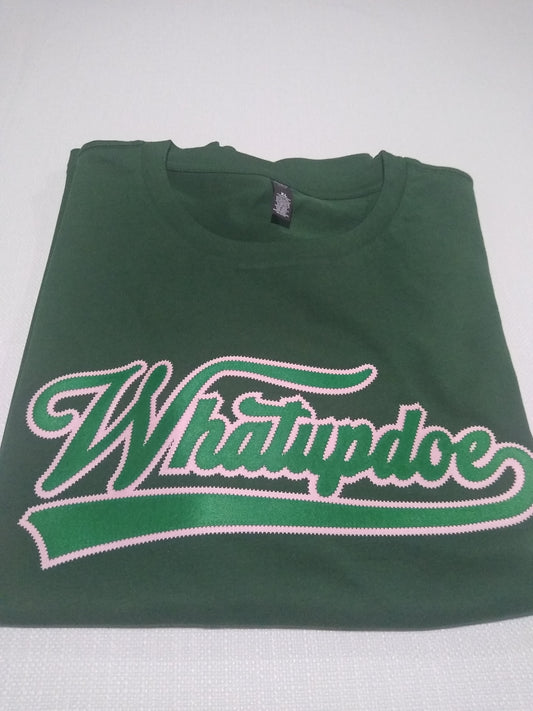 Detroit Whatupdoe Womens Pink & Green Sim-Stitch T-Shirt