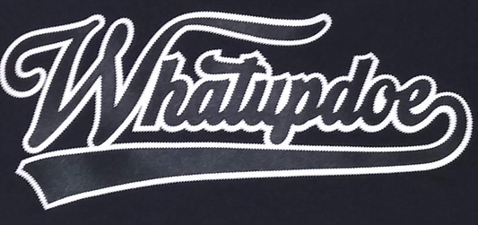 Whatupdoe Unisex Black on White Sim-Stitch T-Shirt