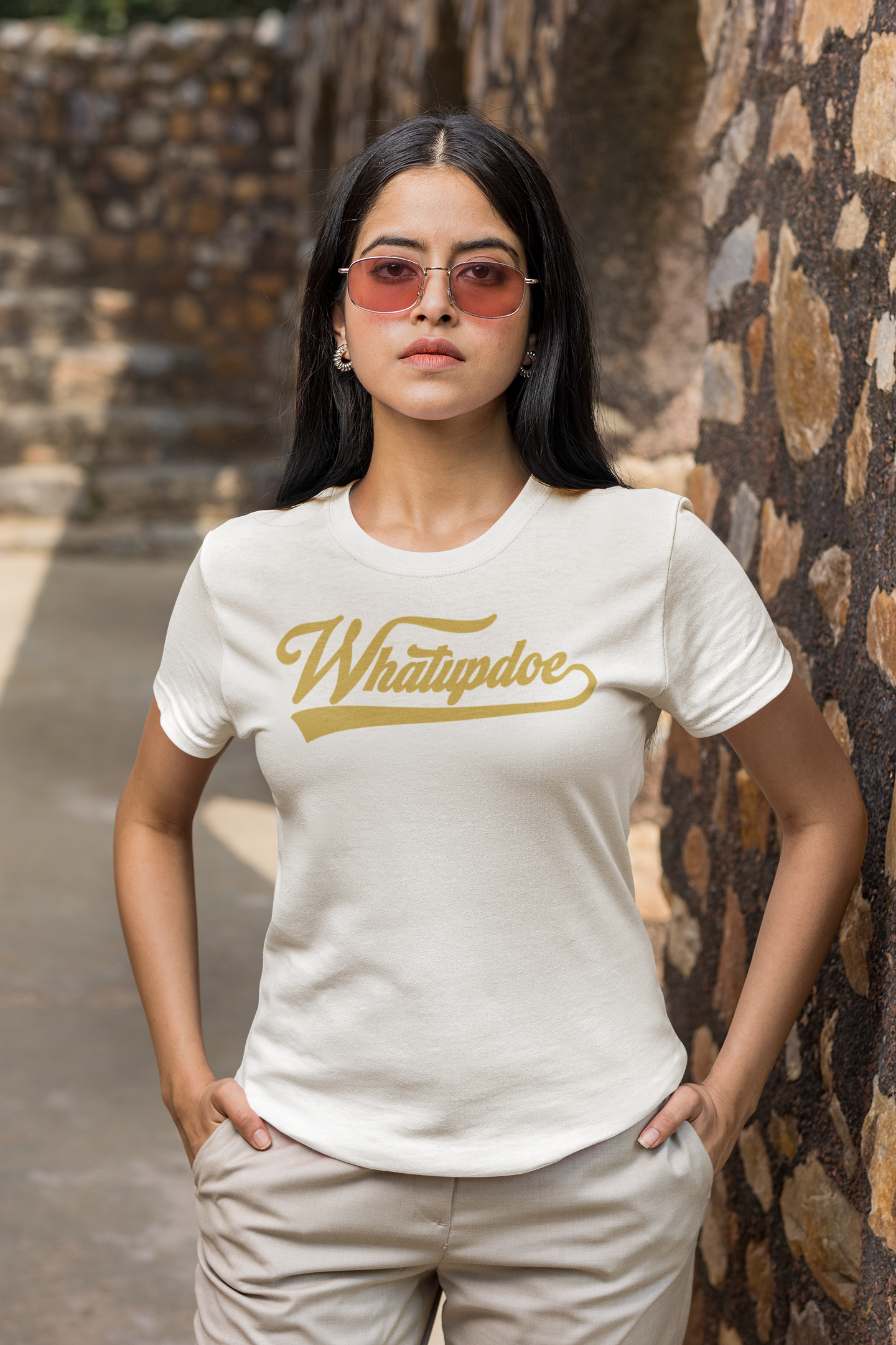 Women's Whatupdoe Gold Lettering T-Shirt in Various Color Combinations