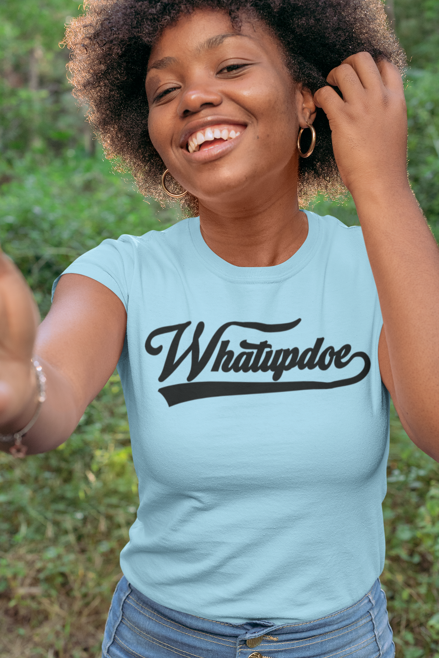 Women's Whatupdoe Black Lettering T-Shirt in in Various Color Combinations