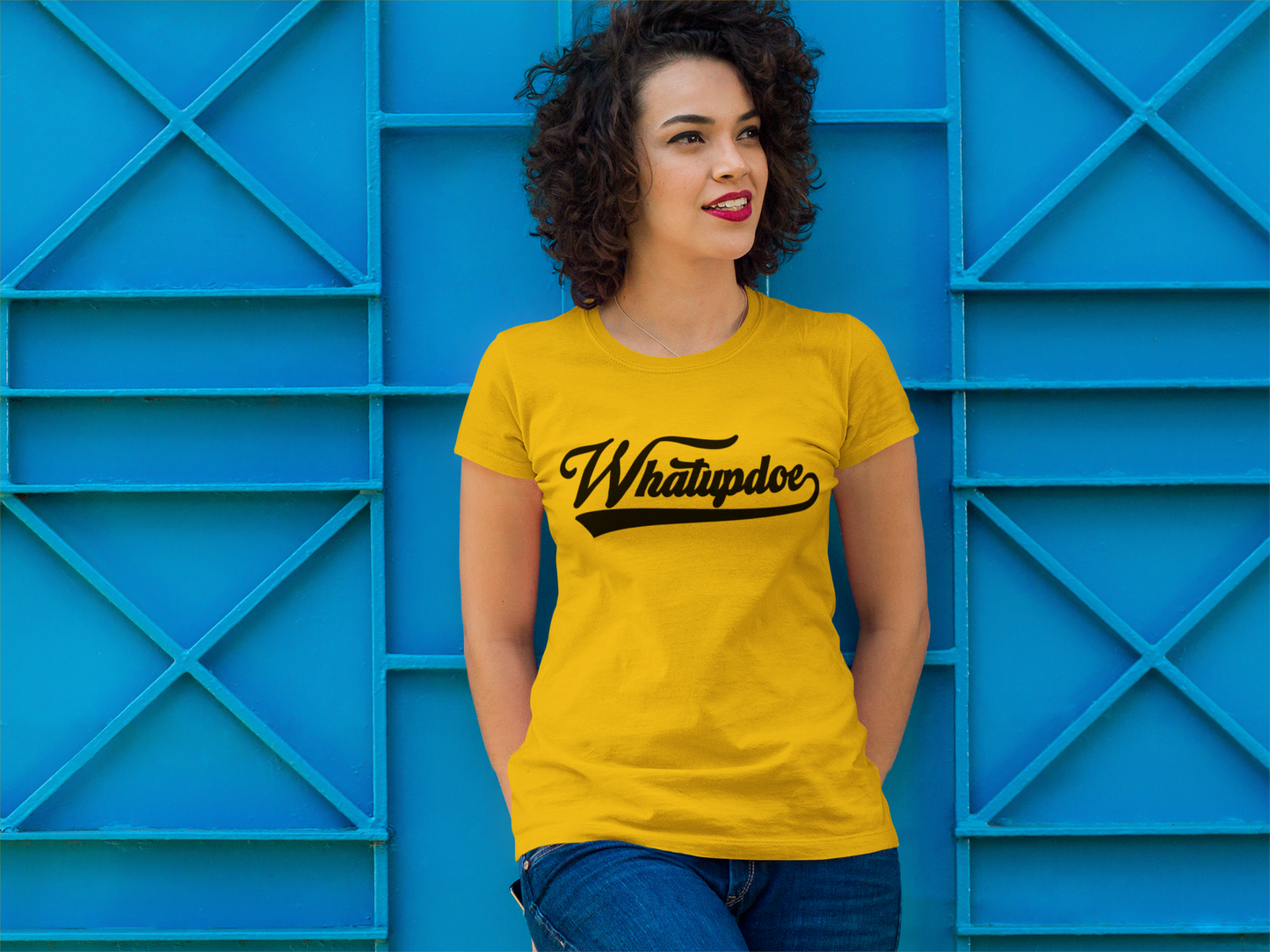 Women's Whatupdoe Black Lettering T-Shirt in in Various Color Combinations