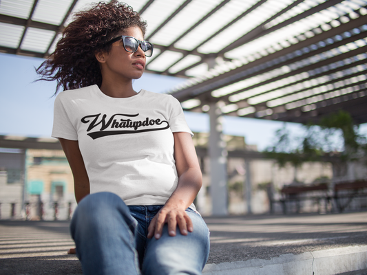 Women's Whatupdoe Black Lettering T-Shirt in in Various Color Combinations