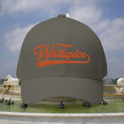 Whatupdoe Orange Lettering Embroidered Fitted Cap in Various Color Combinations