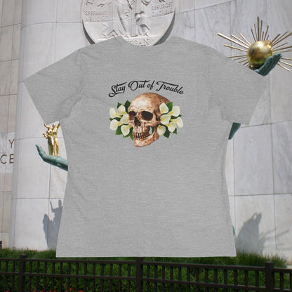B Good Stay Out of Trouble Women's Edgy Graphic Tee with Skull Design