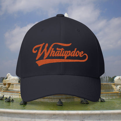 Whatupdoe Orange Lettering Embroidered Fitted Cap in Various Color Combinations